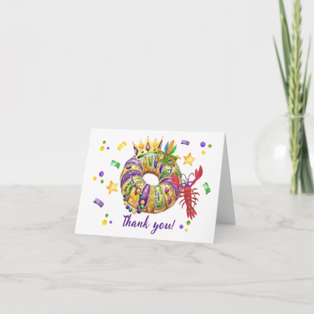 Rey Niño de Mardi Gras Tarjeta de Agradecimiento P (Anverso)