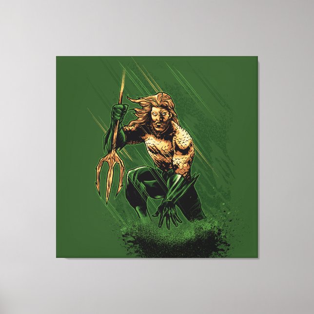 Rey Oceánico Guerrero Tridente Dinámico Arte Cómic (Anverso)
