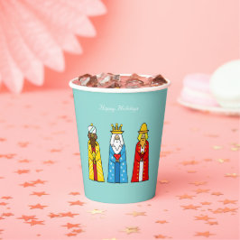 Reyes Magos de Navidad lindos en Vasos de Papel Az