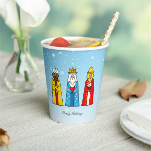 Reyes Magos Lindos de Navidad en Vasos de Papel Az