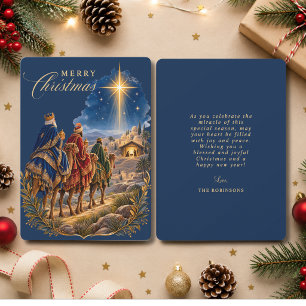 Reyes Magos Navidad Religiosa Natividad Azul Dorad