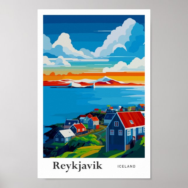 Reykjavik Islandia Ilustracion de viajes de arte v (Frente)