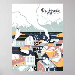 Reykjavik, Islandia, póster de viaje