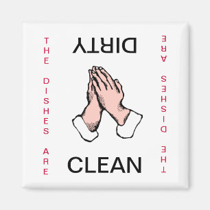 Rezando Manos Limpiar Sucio Refrigerador Imán