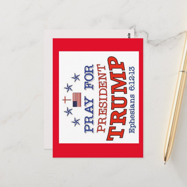 REZAR POR PRES. Tarjeta postal TRUMP (Anverso/Reverso In Situ)