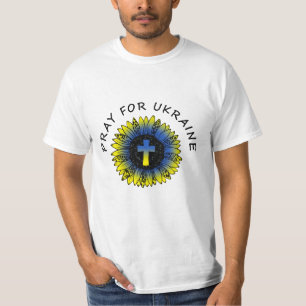 Rezar por Ucrania girasol y camiseta cruzada