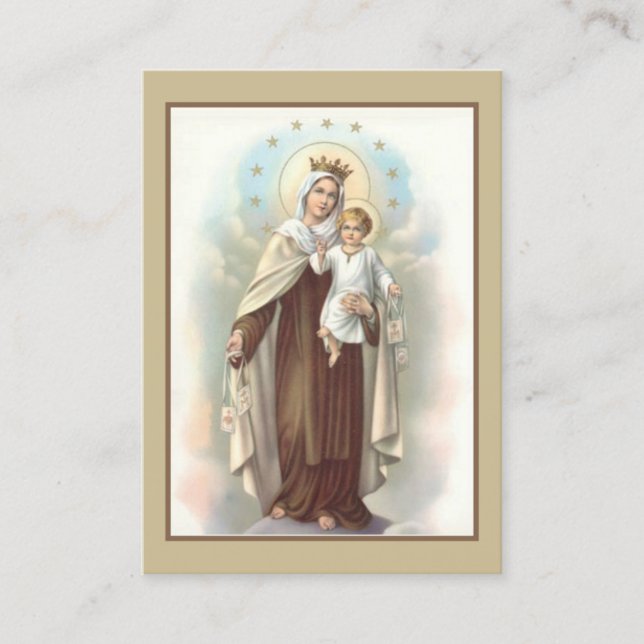 Rezo a nuestra señora de la tarjeta santa del (Anverso)