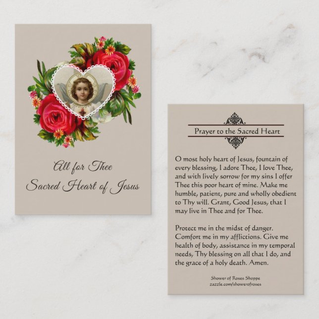 Rezo al corazón sagrado de la tarjeta santa de (Anverso / Reverso)