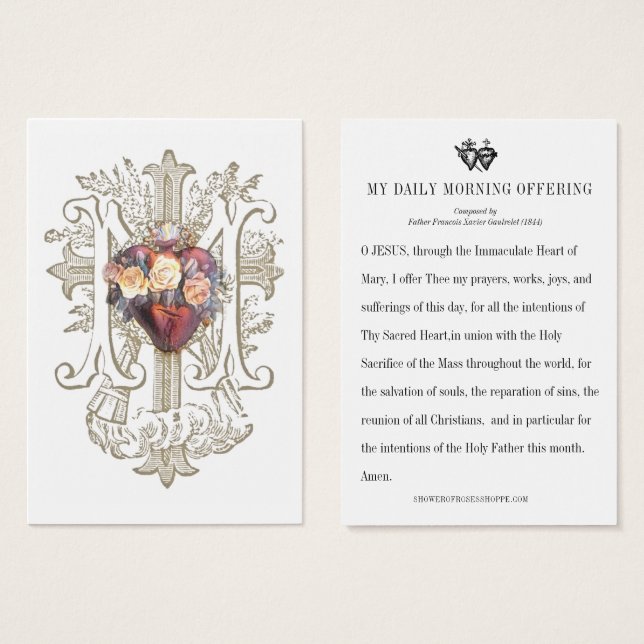 Rezo de ofrenda matutina católica diaria (Anverso y reverso)