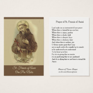 Rezo de St Francis de la tarjeta santa de Assisi