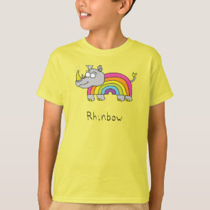 Rhinbow Rhino arcoiris amarillo camiseta del niño