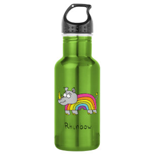 Rhinbow Rhino Botella de agua arcoiris verde