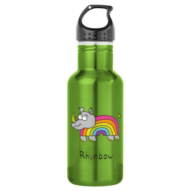 Rhinbow Rhino Botella de agua arcoiris verde (Anverso)