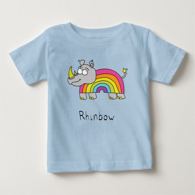 Rhinbow Rhino en la camiseta del bebé del niño arc (Anverso)