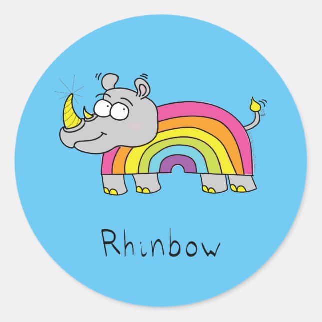 Rhinbow Rhino Pegatinas arcoiris (Anverso)