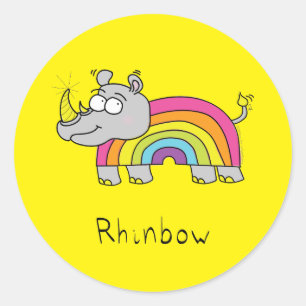 Rhinbow Rhino Pegatinas arcoiris amarillo