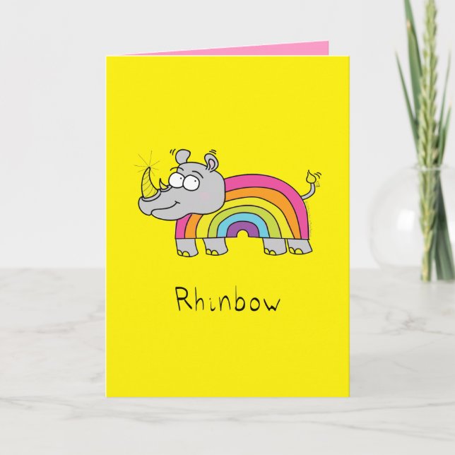 Rhinbow Rhino tarjeta de bienvenida arcoiris amari (Anverso)