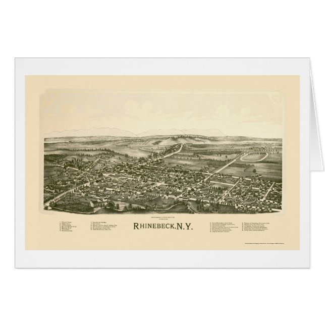 Rhinebeck, mapa panorámico de NY - 1890 (Anverso (Horizontal))