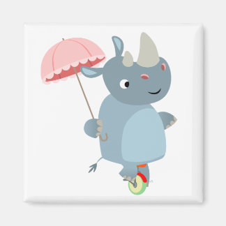 Rhino con paraguas en el imán de Unicycle