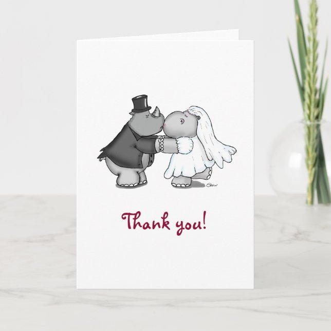 Rhino e Hippo Gracias Tarjeta de Saludo (Anverso)