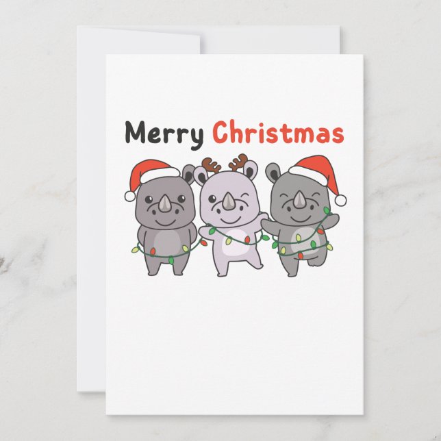 Rhino Merry Navidad lindo fiesta de perros (Anverso)