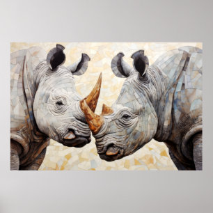 Rhinoceros Decoración de arte animal Pintar mosaic