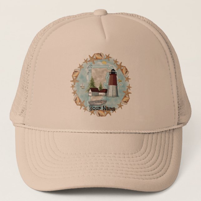 Rhode Island Shells Lighthouse Gorra (Anverso)
