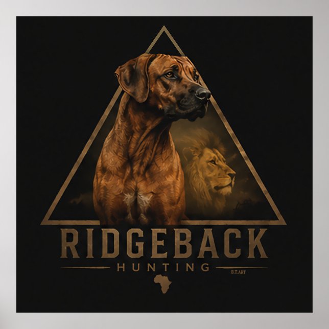 Rhodesian Ridgeback con León    Póster (Frente)