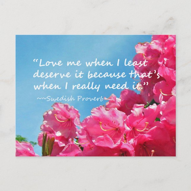 Rhododendron con tarjeta postal sueca Proverb (Anverso)