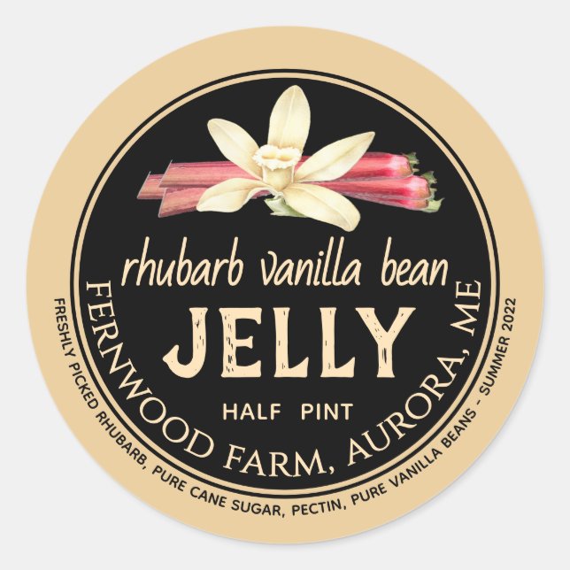 Rhubarb Vanilla Bean Jelly Classic Round Pegatina (Anverso)