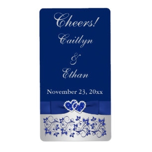 RIBBON azul, Boda de plata, etiqueta de vino