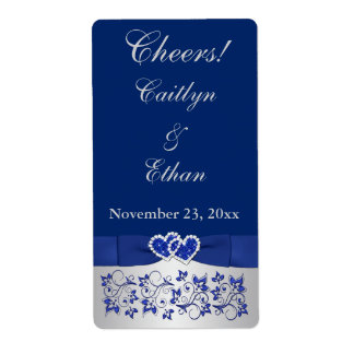 RIBBON azul, Boda de plata, etiqueta de vino