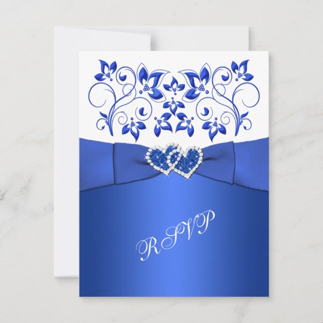RIBBON azul, floral blanca, corazón RSVP (Anverso)