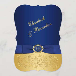 RIBBON Azul IMPRESO, Invitación a la boda floral d