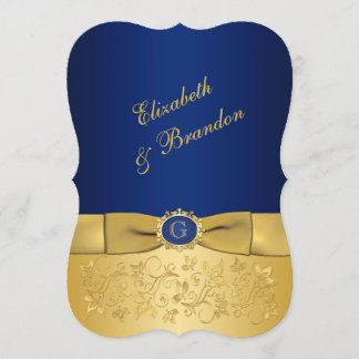 RIBBON Azul IMPRESO, Invitación a la Boda Floral d