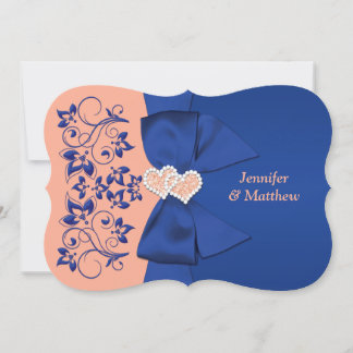 RIBBON Azul IMPRESO, Invitación a la boda floral d