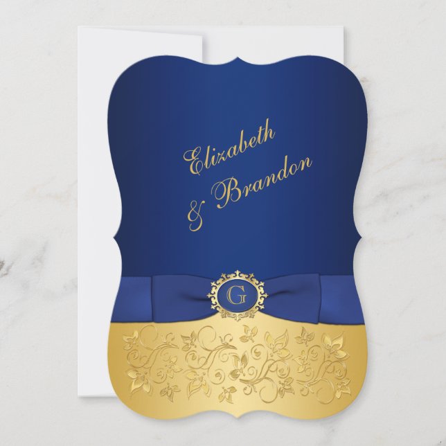 RIBBON Azul IMPRESO, Invitación a la Boda Floral d (Anverso)