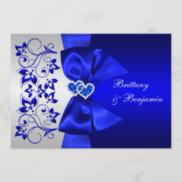 RIBBON Azul IMPRESO, Invitación a la boda floral p