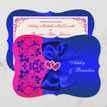 RIBBON Azul IMPRESO, Invitación a la boda floral r