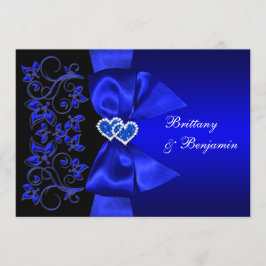 RIBBON Blue, invitación a la boda floral negra