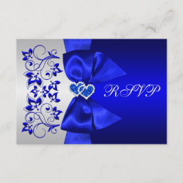RIBBON Blue, Silver Floral Wedding RSVP