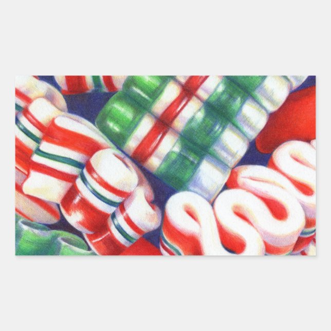 RIBBON CANDY Rectangle Pegatinas (Anverso)