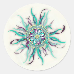 Ribbon Dharma Wheel Mandala Pegatina