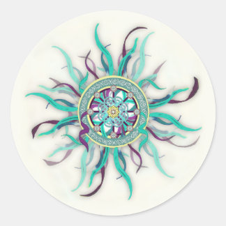 Ribbon Dharma Wheel Mandala Pegatina