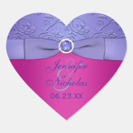 RIBBON Fuchsia IMPRESO, Pegatina Boda morado