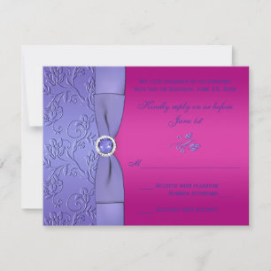 RIBBON Fuchsia IMPRESO, tarjeta RSVP Purple Floral