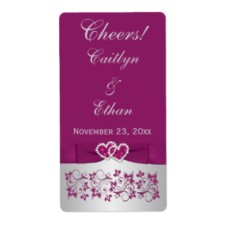 RIBBON IMPRESO: Etiqueta de Boda de vino morado, p