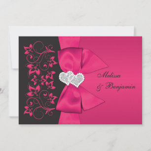 RIBBON IMPRESO: Invitación a la boda floral, rosa