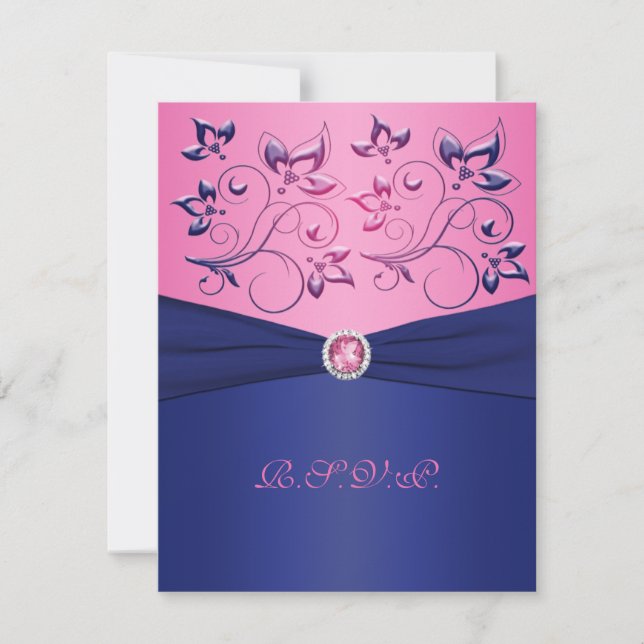 RIBBON IMPRESO, tarjeta RSVP floral rosa (Anverso)