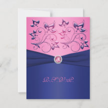 RIBBON IMPRESO, tarjeta RSVP floral rosa